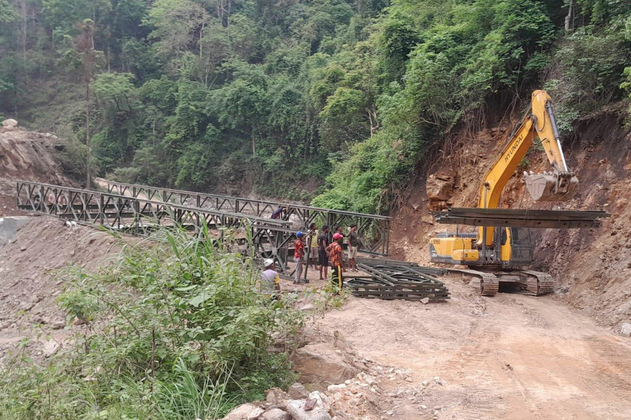 इलामको पुवाखोलामा बेलिब्रिज निर्माण अन्तिम चरणमा