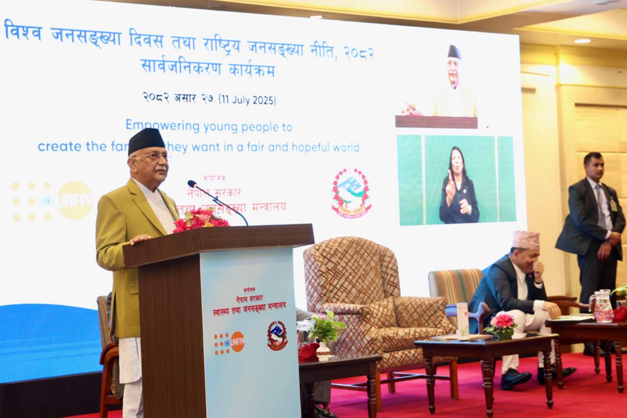 विकास र समृद्धिसँगै जनसङ्ख्याको समान विकास नभए मानव अस्तित्व खतरामा पर्छ: प्रधानमन्त्री ओली